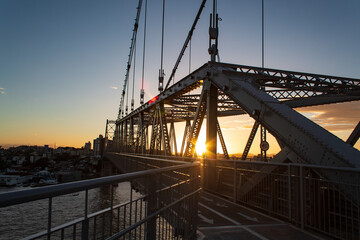 Obraz premium bridge at sunset Florianopolis, Ponte Hercílio Luz, Florianópolis, Santa Catarina, Brazil