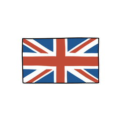 flag of great britain doodle icon, vector color illustration