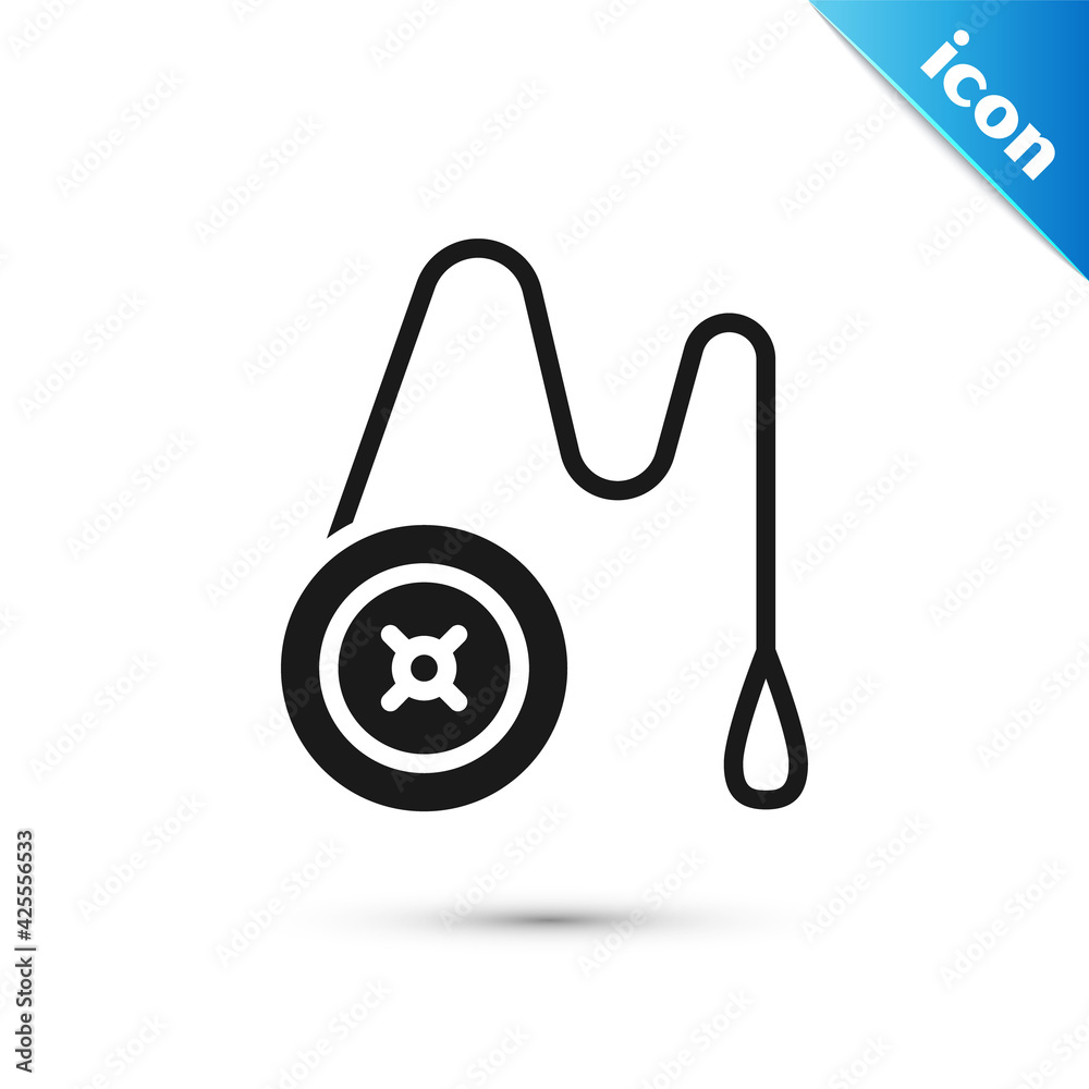 Sticker Grey Yoyo toy icon isolated on white background. Vector