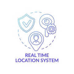 Real time location system concept icon. Future smart office idea thin line illustration. Unauthorized persons in building tracking. Personnel observation. Vector isolated outline RGB color drawing