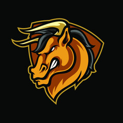 Buls Head E Sport Mascot Logo