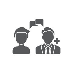 Doctor consultation visit. Medical Consultation between doctor and his patient at desk. Doctor and patient dialog.