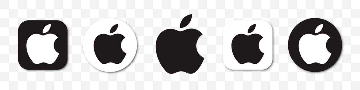 Set of Apple logos on a transparent background