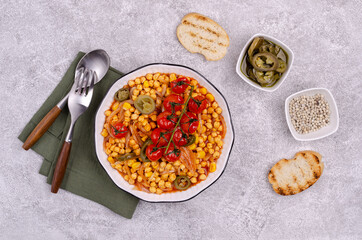 Stewed chickpeas with vegetables