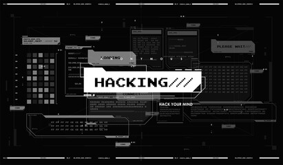 abstract terminal console. futuristic interface elements set. Internet privacy and safety. Hacker interface. Hacking process.