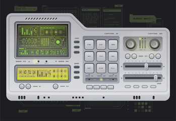 lo-fi user interface. Creative template in the style of science fiction. Abstract 80s interface. Retro computer with old programs.