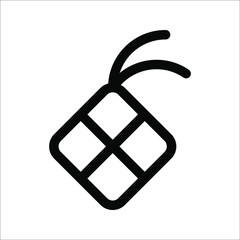 ketupat flat icon sign symbol, vector illustration on white background, color editable. eps 10