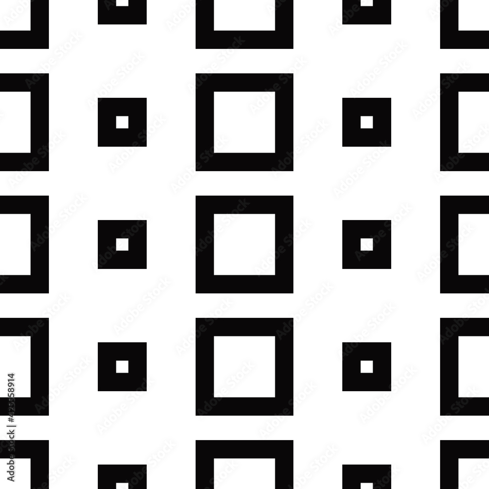 Poster Black empty squares pattern. Same shape squared vector ornament.