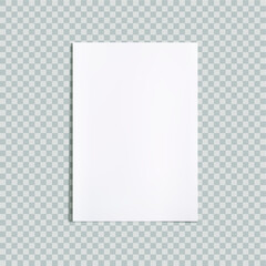 Vector 3D realistic A4 paper isolated on transparent background, rectangular shape blank frame.

