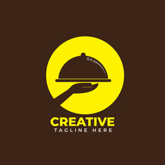 restaurant logo, brown green and yellow colors. design concepts, logos, logo type elements for templates. EPS illustration