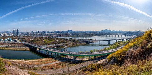 View of Seoul City in spring,South Korea