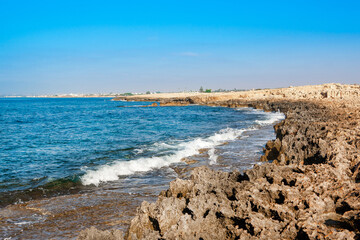 A beautiful summer landscape of a rocky beach in Ayia Napa, Cyprus