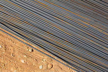 steel reinforcement rebars on the ground