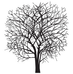 Dark single silhouette shape of a floral tree for the posters, shirts