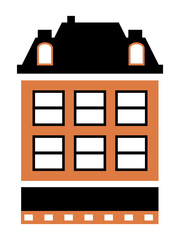 Vector city building apartment residential flat color single house