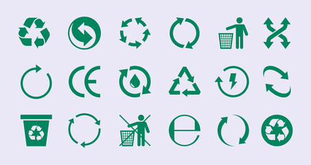 Renew circles. Diversity images recycle round icons save nature garish vector ecology green collection - obrazy, fototapety, plakaty