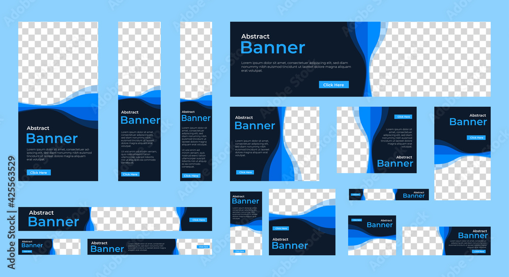 Poster abstract banner design web template set, horizontal header web banner. modern red cover header backg