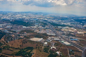 Daytime view from a plane taking off from Istanbul airport