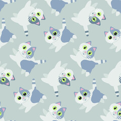 seamless pattern for baby clothes, diapers and boxes. Spotted cats