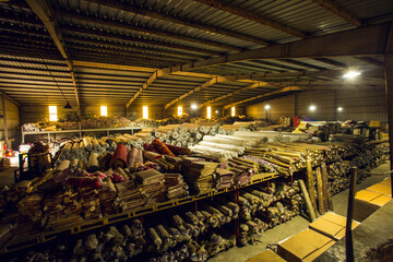 A large fabric warehouse