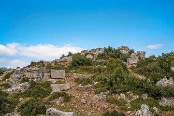 Fototapeta na wymiar Ariassus or Ariassos was a town in Pisidia, Asia Minor built on a steep hillside about 50 kilometres inland from Attaleia (modern Antalya).