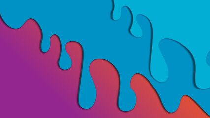 Fototapeta premium Blue dripping paint on an orange-purple background. Bright drops. 3D image.