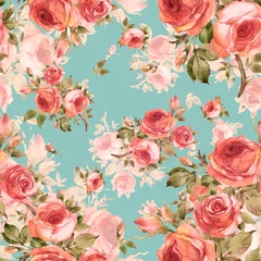 Behang  Watercolor roses seamless pattern © Irina Chekmareva