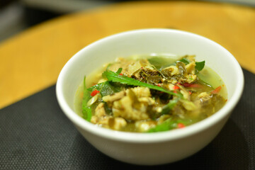 Chicken curry with tamarind leaves and cannabis