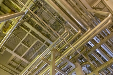 Technological equipment, industrial tools and machinery for the production of beer in Moscow Brewing Company plant. Mytishchi, Russia