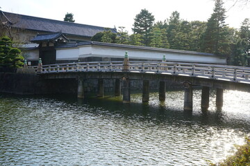 Tokyo, Japan - March 2021: Hirakawa bridge (Hirakawabashi) and gate - 平川橋 皇居