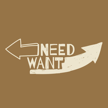 Conflict Of Need Vs. Want Hand Drawn Illustration