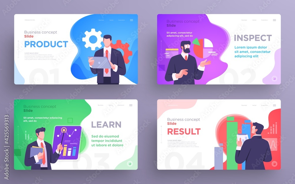 Canvas Prints set of presentation slide templates or landing page websites design. business concept illustrations.