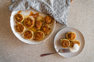 homemade potato patties with cheese