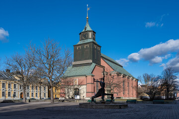 Fototapeta premium Hedvig church during spring in Norrköping, Sweden. The church was completed in 1673 and initially built for the German speaking population of the city, hence its other name “The German church”.