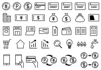 お金・経済・家計アイコン　線画　money household budget icon