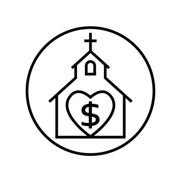 Church fundraiser line icon. Clipart image isolated on white background