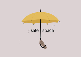 A safe space logo, a special place created for individuals who feel marginalized to come together and support each other