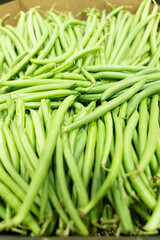 A box with fresh green vegetables beans