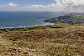 Straidkilly Point, Causeway coastal route, Antrim Coast road, Glencloy, Glens of Antrim, County Antrim, Northern Ireland