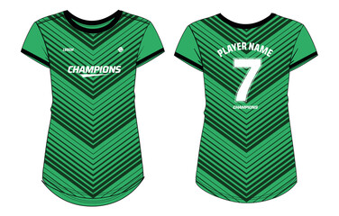 Women Sports Jersey t-shirt design concept Illustration suitable for girls and Ladies for Volleyball jersey, Football, badminton, Soccer, netball and tennis, Sport uniform kit for sports