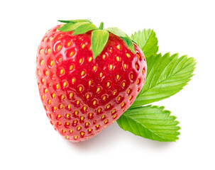 Strawberry with leafe isolated on white background