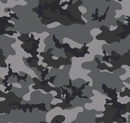 Camouflage gray seamless vector pattern, military texture for printing.