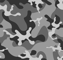 Naklejka na ściany i meble Camouflage gray pattern seamless, vector military. Army texture