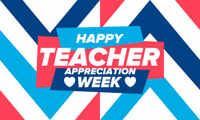 Teacher Appreciation Week in United States. Celebrated annual in May. In honour of teachers who hard work and teach our children. School and education. Student learning concept. Vector illustration
