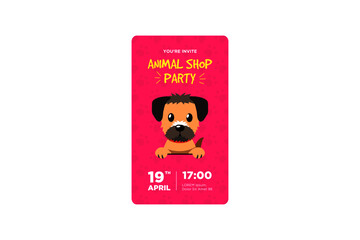dog party invitation animal pet shop