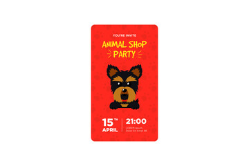 dog party invitation animal pet shop