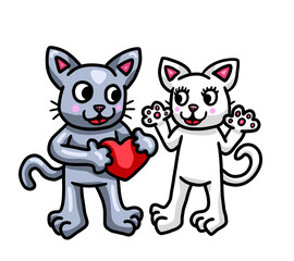 Stylized Adorable Cats in Love