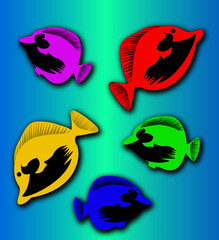 Naklejka premium set of fishes vector