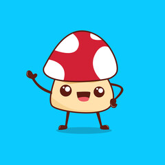 Cute mushroom cartoon vector illustration