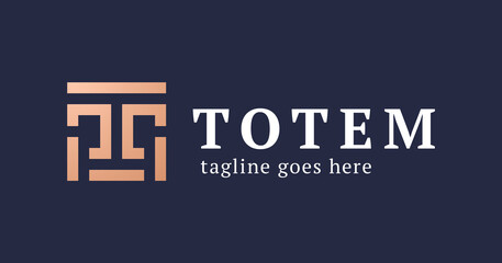 Letter T Totem logo. Creative crest letter t vector logo. Modern sign concept